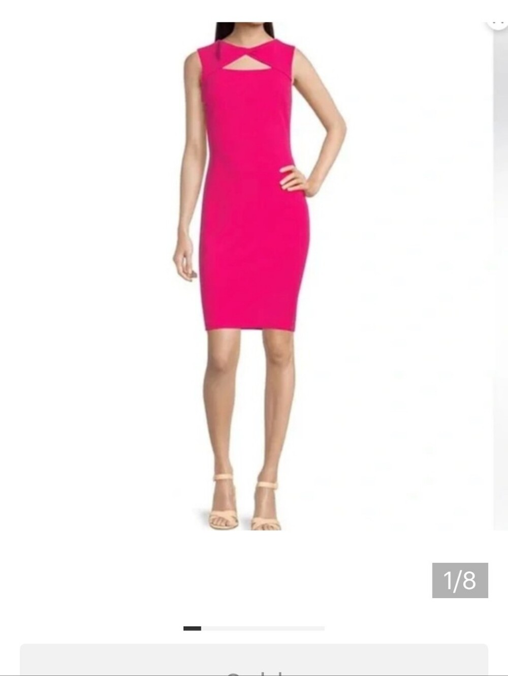 Calvin Klein Hot Pink Twist-Neck Sleeveless Midi Dress